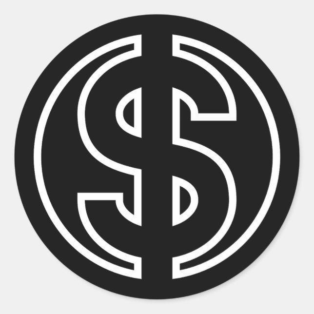 Dollar Symbol currency in black circle Classic Round Sticker (Front)
