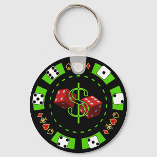 DOLLARS AND DICE POKER CHIP KEYCHAIN
