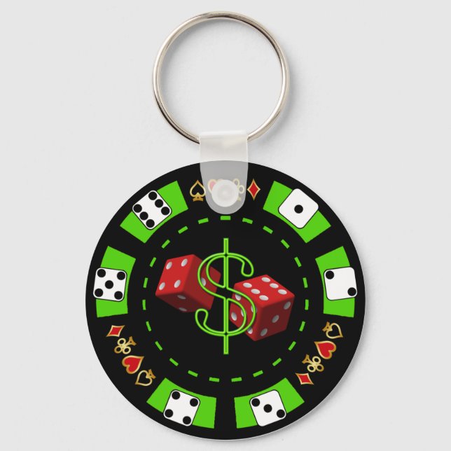 DOLLARS AND DICE POKER CHIP KEYCHAIN (Front)