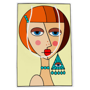 Dolled Up Redhead Women Beautiful Cubism Medium Gift Bag