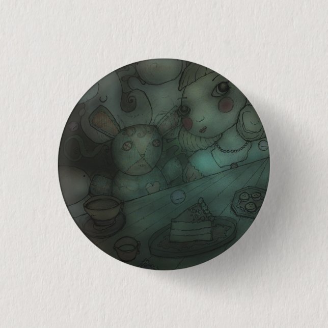 dolls come to life: doll tea party 1 inch round button (Front)