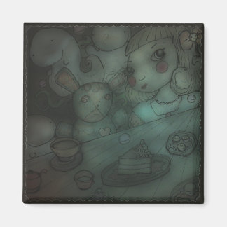 dolls come to life: doll tea party magnet