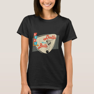Dolls With Vintage Retro Matching Bowling Team T-Shirt