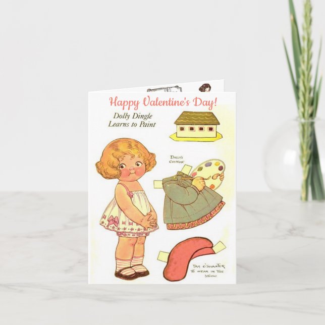 Dolly Dingle Two Paper Dolls Valentine Card (Front)