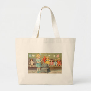 Dolly Laundry Girl Vintage Playing Dolls Cute Large Tote Bag