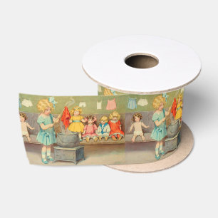 Dolly Laundry Girl Vintage Playing Dolls Cute Satin Ribbon