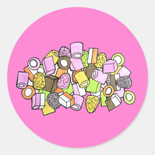 Dolly Mixture UK British Fondant Confection Candy Classic Round Sticker (Front)