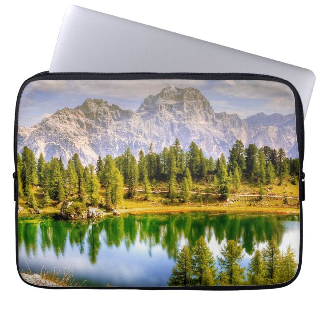 Dolomite Mountains and Lake Stunning Landscape Laptop Sleeve (Front)