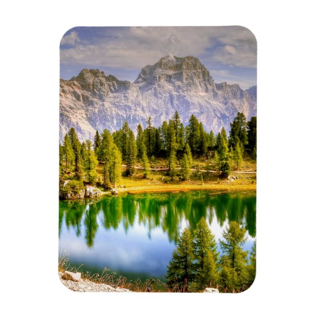 Dolomite Mountains and Lake Stunning Landscape Magnet (Vertical)