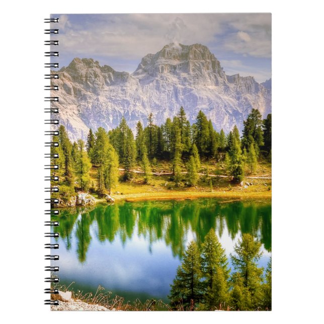 Dolomite Mountains and Lake Stunning Landscape Notebook (Front)