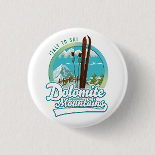 Dolomite mountains Italy ski logo 1 Inch Round Button