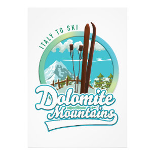 Dolomite mountains Italy ski logo Photo Print