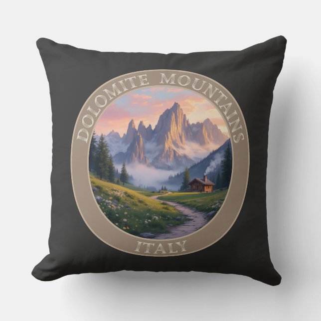 Dolomite Mountains Italy Throw Pillow (Front)