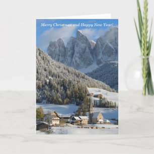 Dolomites Alps village Christmas card
