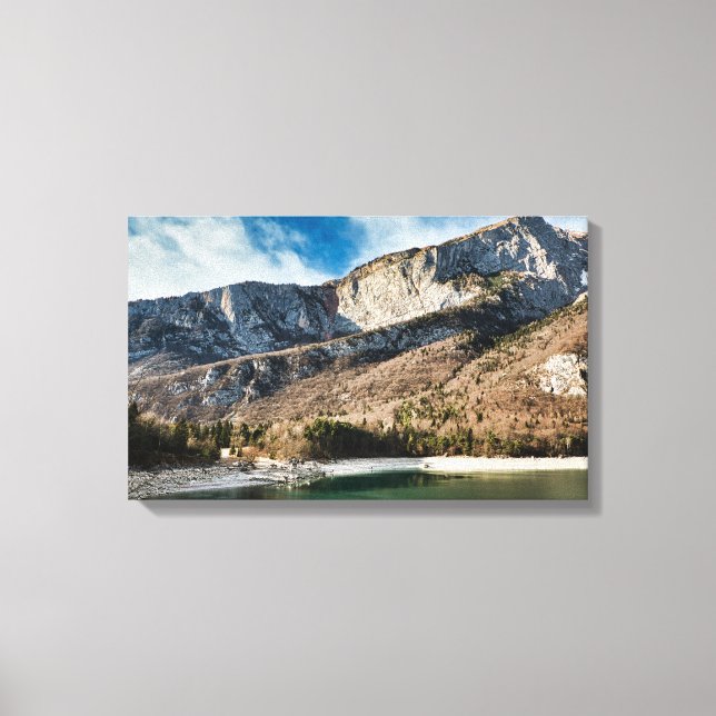 Dolomites (italian Alps), and Molveno lake Canvas Print (Front)