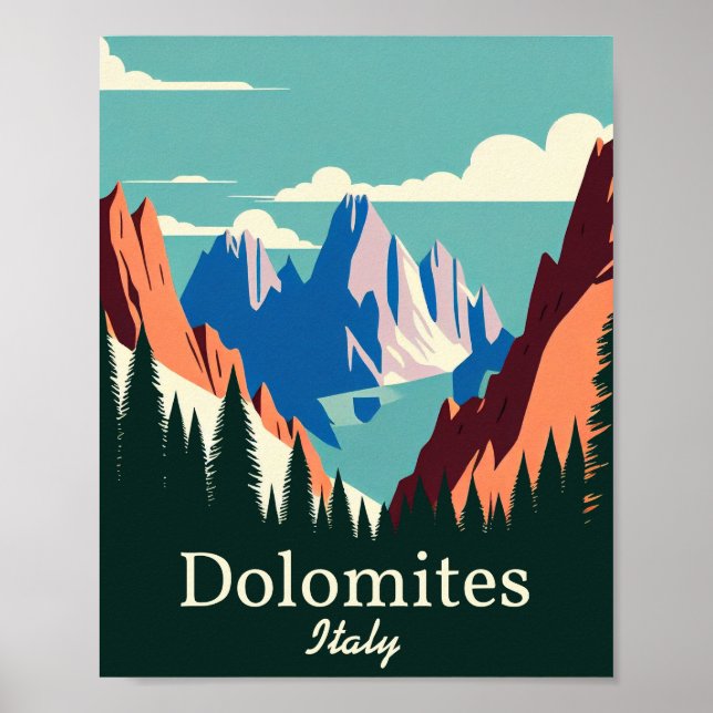 Dolomites Italie Minimaliste Art Vintage Poster (Devant)