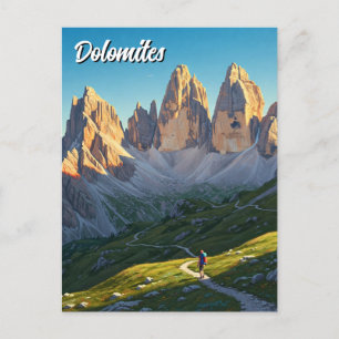 Dolomites Italy Hiker Travel Postcard