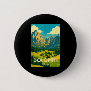 Dolomites italy hiking and skiing landscape artwor 2 inch round button