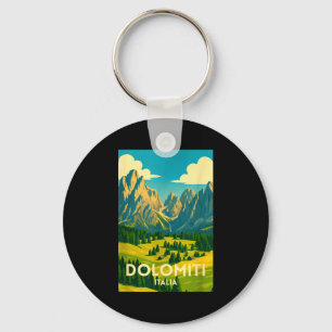 Dolomites italy hiking and skiing landscape artwor keychain