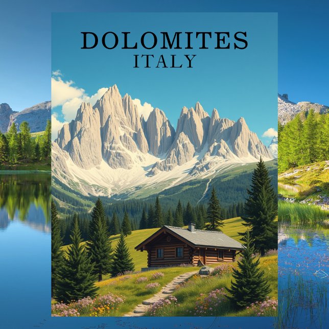 Dolomites Italy Illustration Travel Postcard (Dolomites Italy Illustration Travel Postcard
)