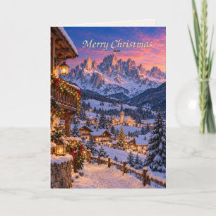 Dolomites Italy Merry Christmas Holiday Card