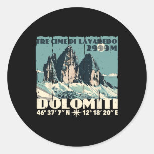 Dolomites Italy Tre Cime Di Lavaredo Drei Zinnen H Classic Round Sticker
