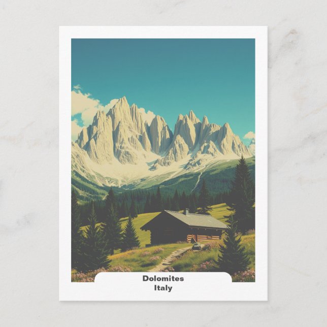 Dolomites, Italy Vintage Alpine Postcard (Front)