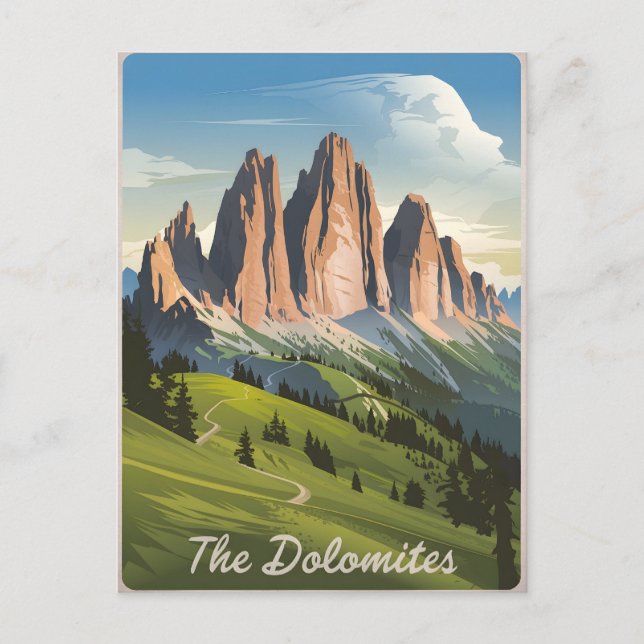 Dolomites Italy vintage Postcard (Front)