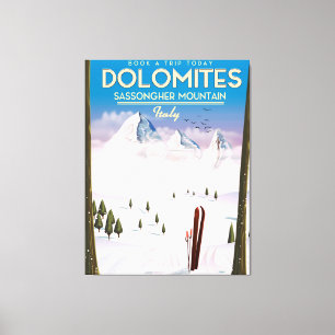 Dolomites Sassongher Mountain Italy travel poster Canvas Print