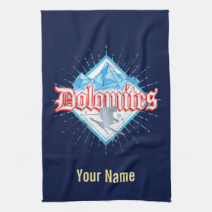 Dolomites South Tirol Retro Skier Vintage Ski Kitchen Towel