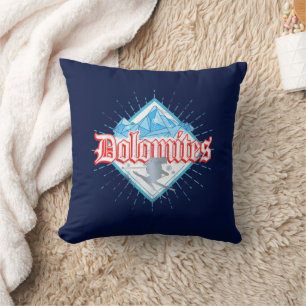 Dolomites South Tirol Retro Skier Vintage Ski Throw Pillow