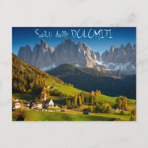 Dolomites village à automne carte postale italienn
