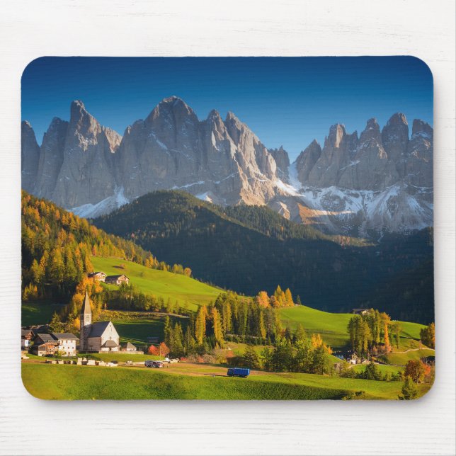 Dolomites village in fall mousepad (Front)