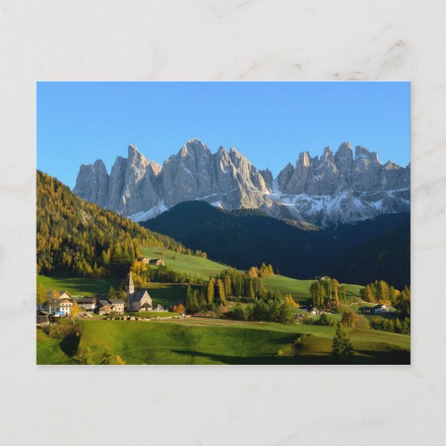 Dolomites village in fall postcard (Front)
