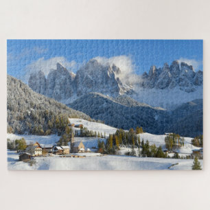 Dolomites village in the snow in winter jigsaw puzzle