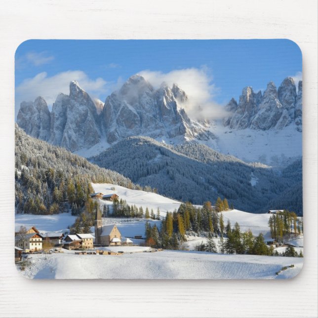 Dolomites village in winter mousepad (Front)