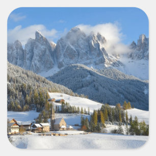 Dolomites village in winter sticker