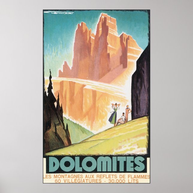 Dolomites Vintage Travel Poster (Front)