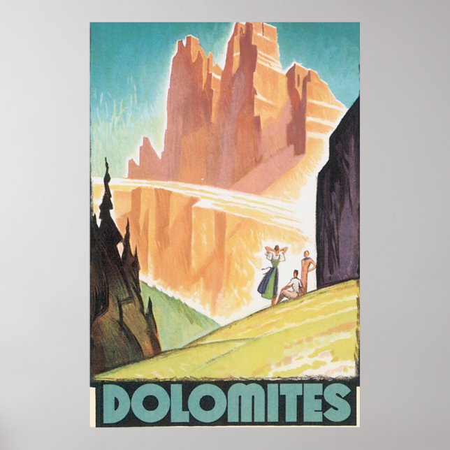 Dolomites Vintage Travel Poster (Front)