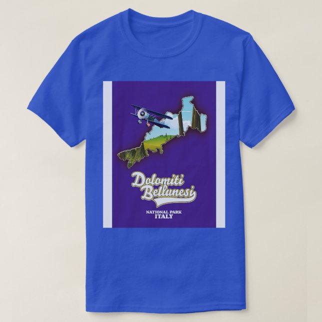 Dolomiti Bellunesi Italy National Park Map T-Shirt (Design Front)