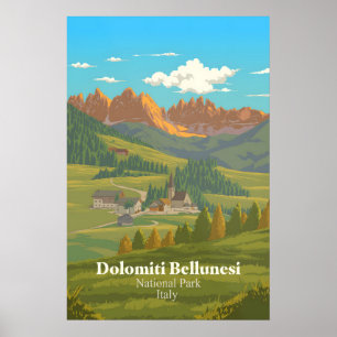 Dolomiti Bellunesi National Park Italy Travel Poster