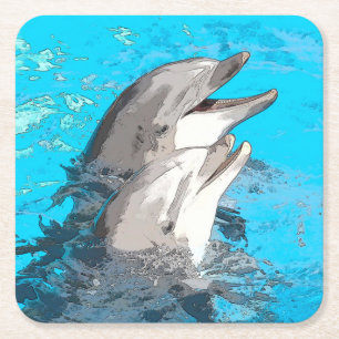 Dolphin20160501 Square Paper Coaster