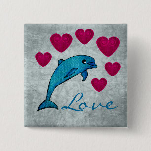 Dolphin 2 Inch Square Button