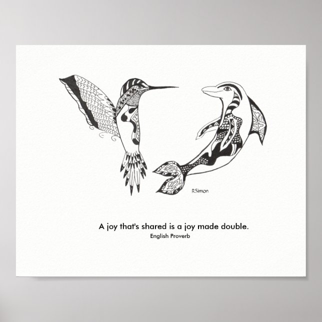 Dolphin and Hummingbird Joy Poster (Front)