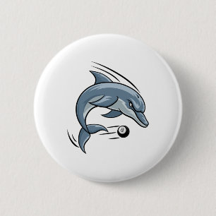 Dolphin Animal Billiards Pool Cartoon Character 2 Inch Round Button