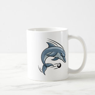Dolphin Animal Billiards Pool Cartoon Character  Coffee Mug