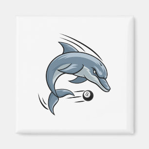 Dolphin Animal Billiards Pool Cartoon Character  Magnet