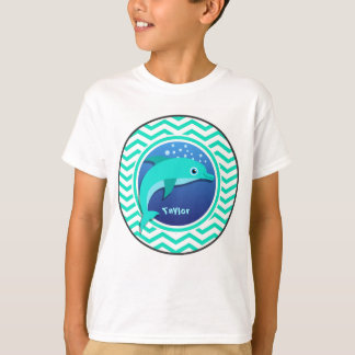Dolphin; Aqua Green Chevron T-Shirt