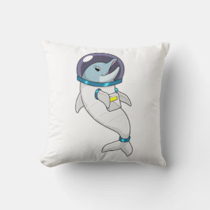 Dolphin as Astronaut in Costume Throw Pillow