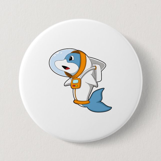 Dolphin as Astronaut with Costume 3 Inch Round Button (Front)